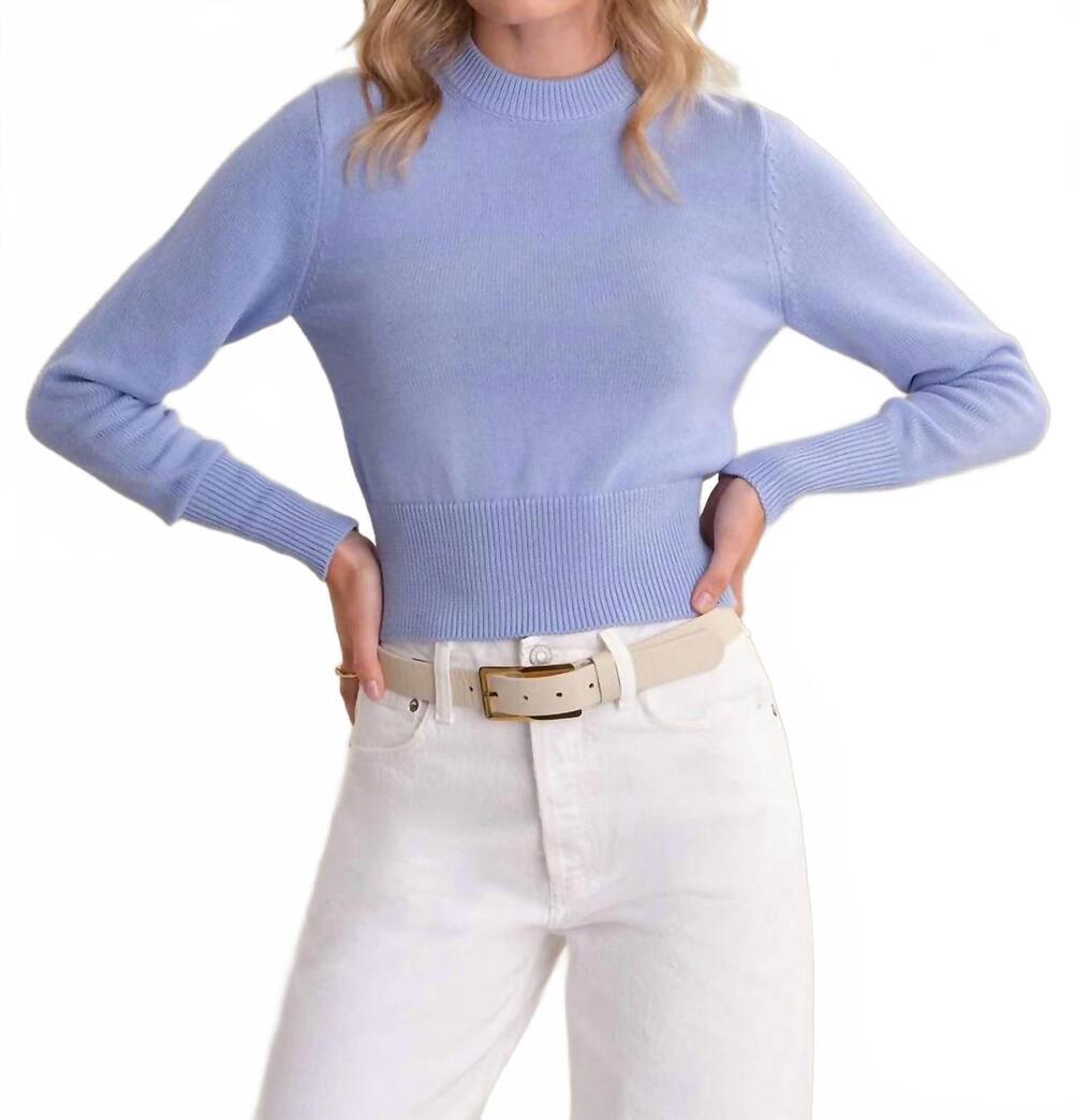 NEW 525 AMERICA adeline cropped cotton sweater in blue heron